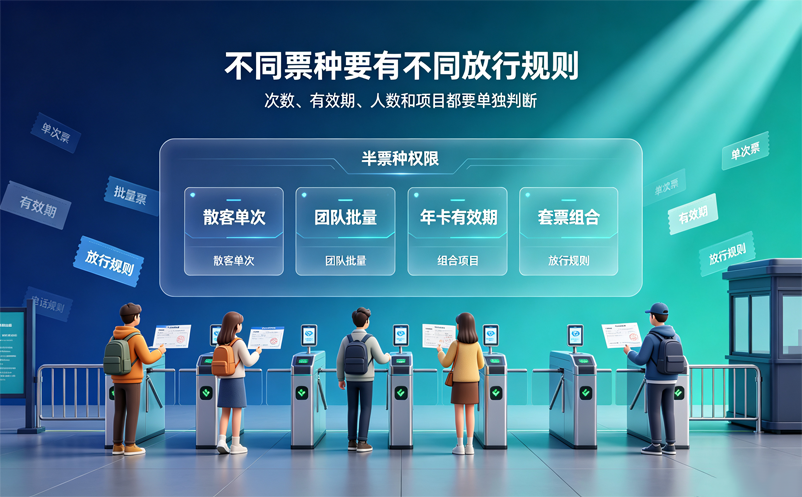 景区闸机检票系统如何管理散客票、团队票、年卡和套票？