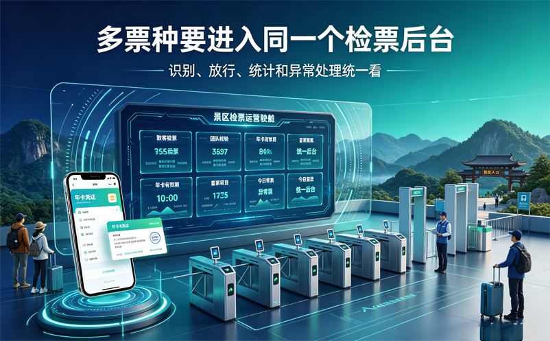 景区闸机检票系统如何管理散客票、团队票、年卡和套票？
