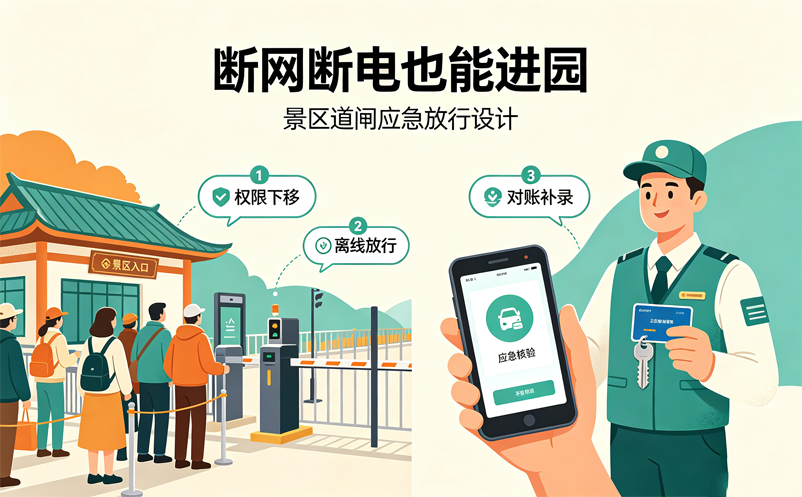景区门禁道闸系统断网断电怎么办？本地权限与应急放行设计